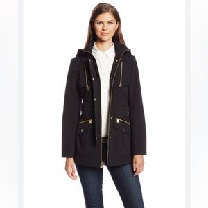 Via Spiga Water Repellant Hooded Softshell Jacket in Black - Sz S